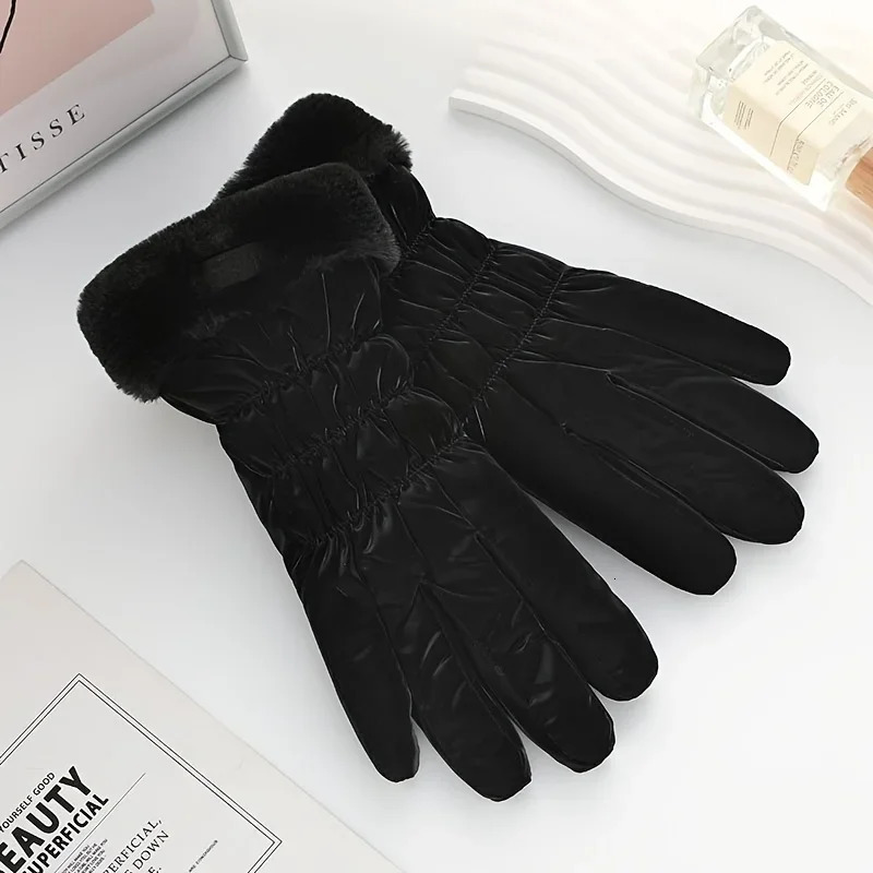 Winter Women Fashion Gloves Winter Warm Windproof Waterproof Gloves with Plush Lining For Cold Weather Outdoor Sports 250806