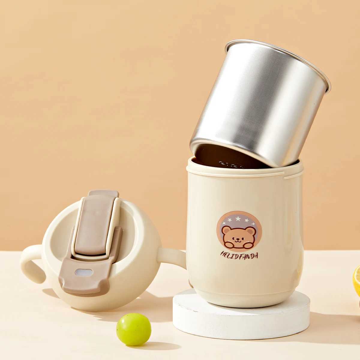 360ml Portable Water Bottle 316 Stainless Steel Double Walled Drinking Bottle Sealed Anti-scalding Straw Cup For Kids X250806