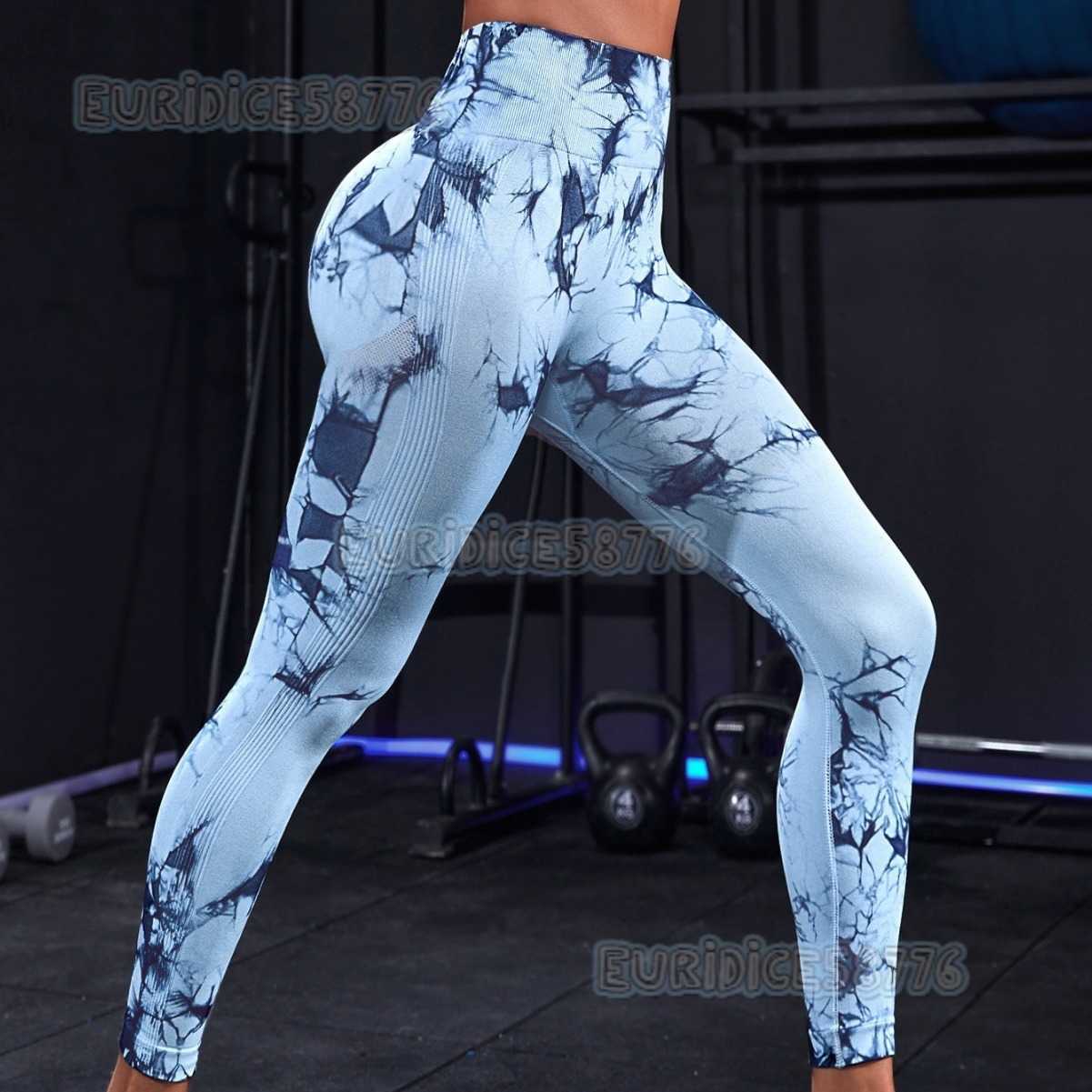 High Waist Peach Hip Tight Pants High Elastic Fitness Pants Seamless Slim Tie Dye Yoga Pants H250806
