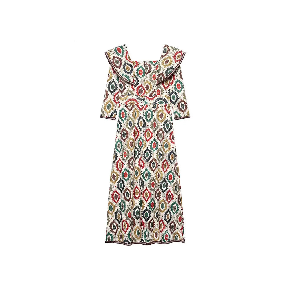 The Summer New Womens Wear Is A Retro Elegant Simple and Fashionable Ethnic-style Printed Vacation Webbed Dress