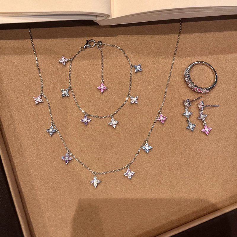 Hui Zhi Wing Jewelry Same S Silver Dopamine Color mond Camouflage Ring Light Luxury Fashion Style