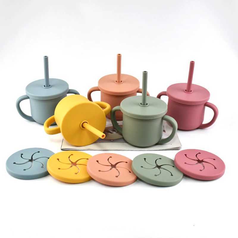 8-Piece Set Childrens Tableware 100% Food Grade Silicone Baby Bib Cups Forks Spoons Divided Plates Impact Resistant Tableware X250806