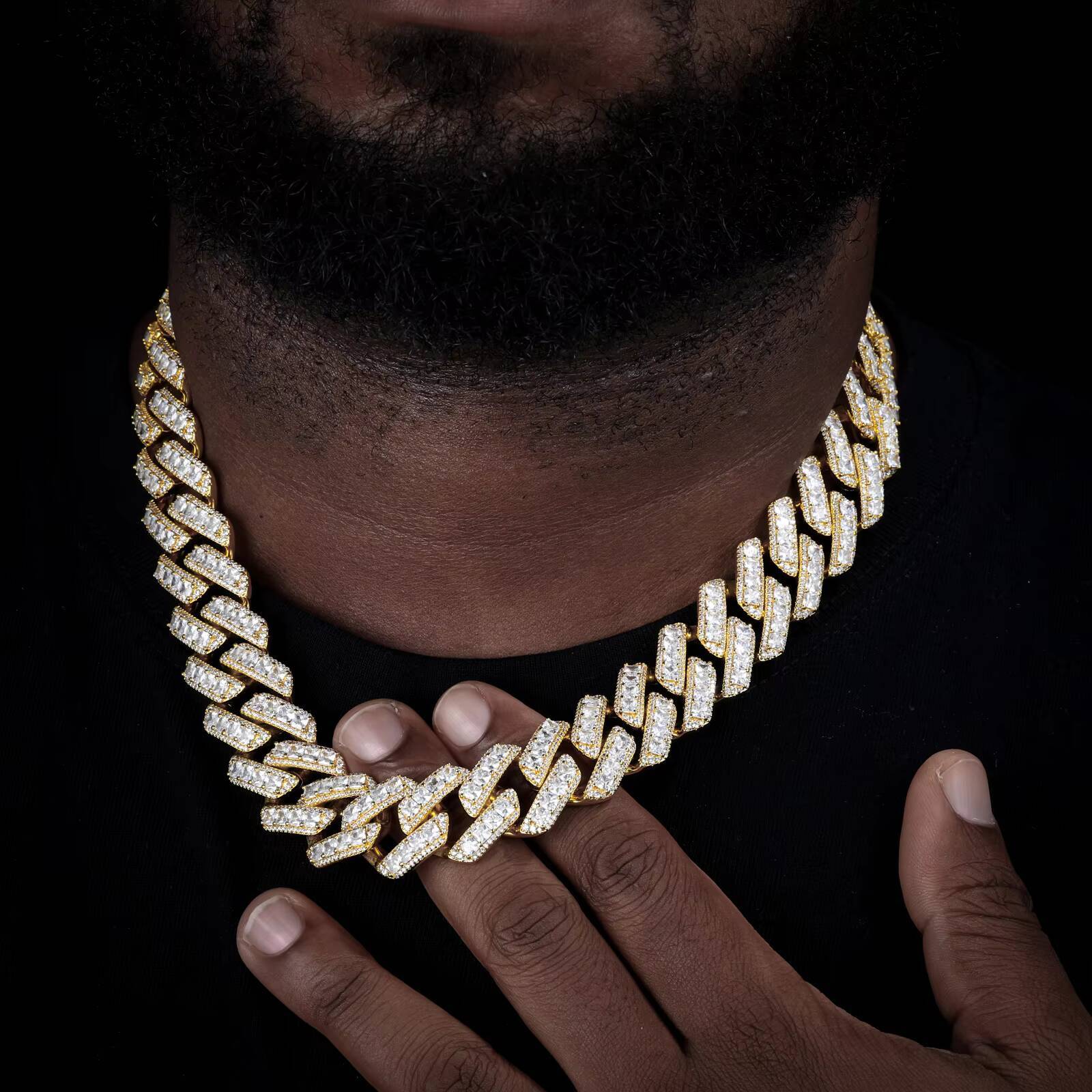 Fashion Hip Hop Jewelry 20mm Brass Asscher Cut AAAAA Diamond Luxury Iced Out Heavy Cuban Link Chain Necklace for Men