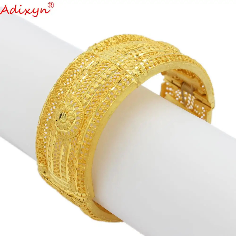 Adixyn Honorable 24k Gold Color Bangle Bracelet For Women Ethiopian African Bridal Wedding Gifts N12072 250805