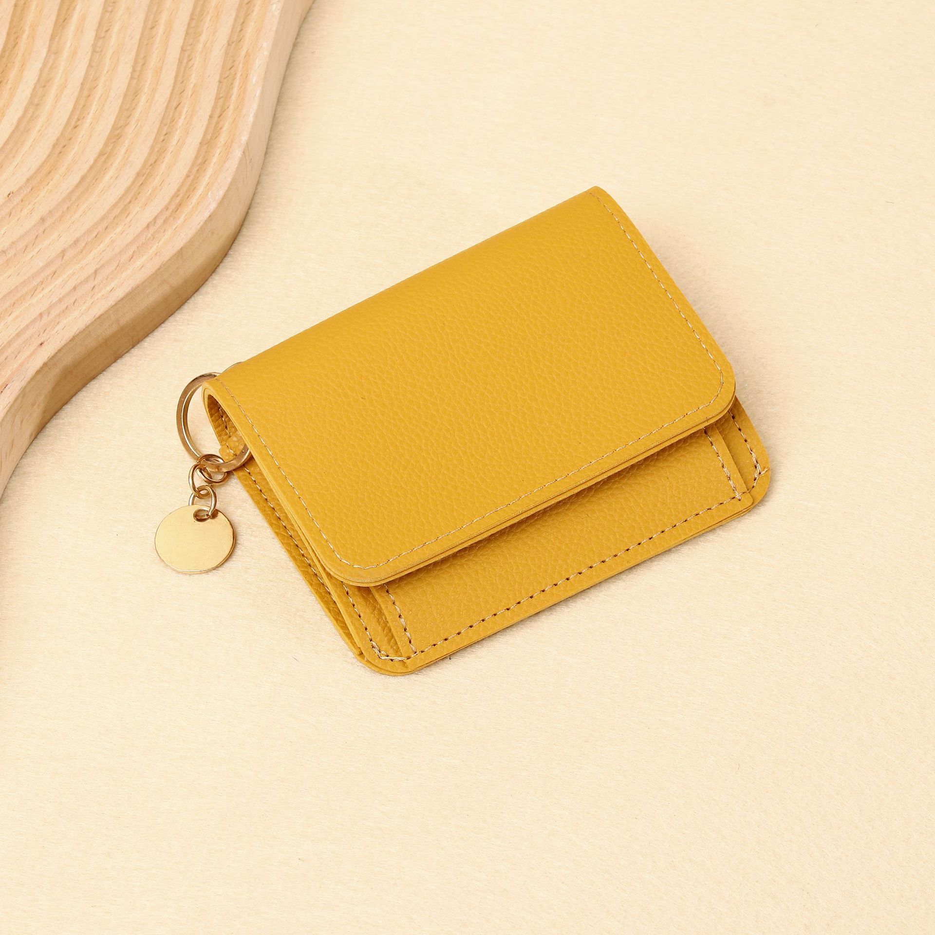Women's New Solid Color Wallet Ins Short Simple Fashion Multi-Card Slot Card Holder Zipper Coin Purse