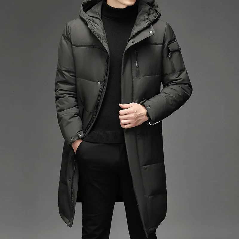 New Winter White Duck Down Jackets Men Hooded Long Winter Coat Men Thick Warm Fashion Down Coat Mens Brand Parka Plus Size 5XL W250806