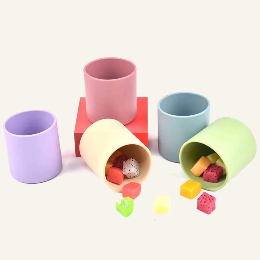 1PCS Color Kids Baby Learning Drinking Cup Silicone Feeding Liquid Cup Feed Gargle Mug Kids Training Water Cups Baby Accessories X250806
