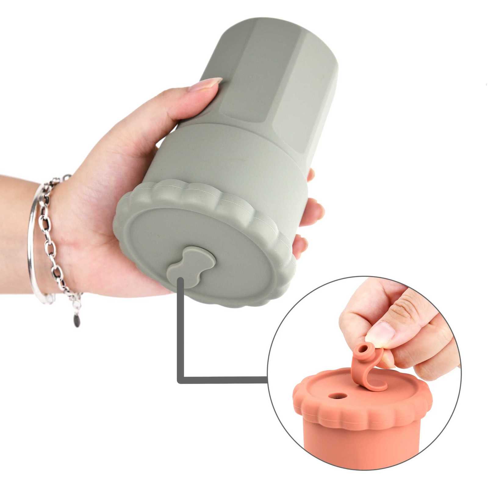 500ML-1PCS Silicone Straw Cup Big Size Food Grade Silicone Leakproof Learning Straw Cup X250806