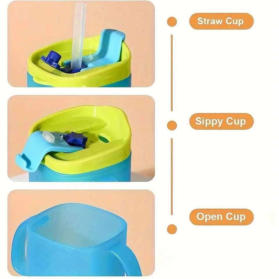 3-in-1 Straw Cup Kids Learning Cup with Lid Open Design Sippy Cup Water Bottle Learning Drinking Cup with Straw Cover and X250806