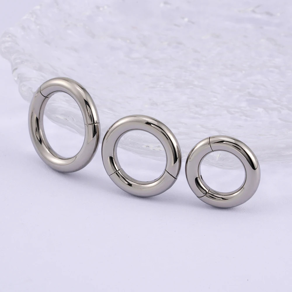 Right Grand ASTM 36 Large Gauge 6G 8G 10G Single Hinged Clicker Segment Hoop Ring Septum Nose Piercing 250805