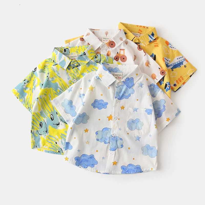 Funny Cartoon Boys Shirts Turn-down Collar Soft 100% Cotton Childrens Shirts Boy Toddler 2 to 3 4 5 6 7 Years Boutique Clothes X250806