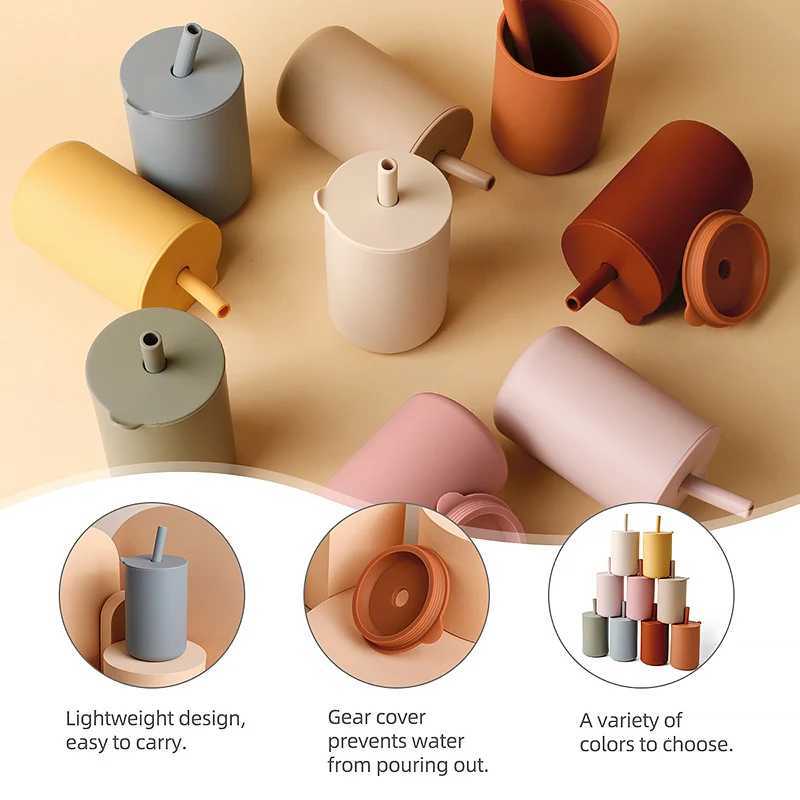 1pc 150ml Baby Straw Cup 5oz Toddler Drinking Cup Silicone Training Cup For Babies And Kids Portable And Practical Feeding Cup X250806