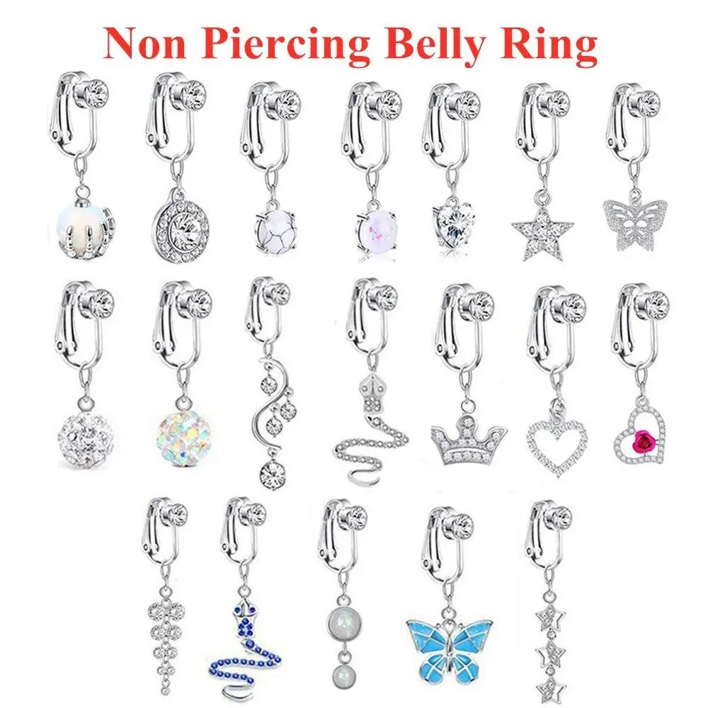 Belly Ring Non Piercing Navel Belly Button Crystal Cartilage Clip on Earrings Body Jewelry Accessories 250805
