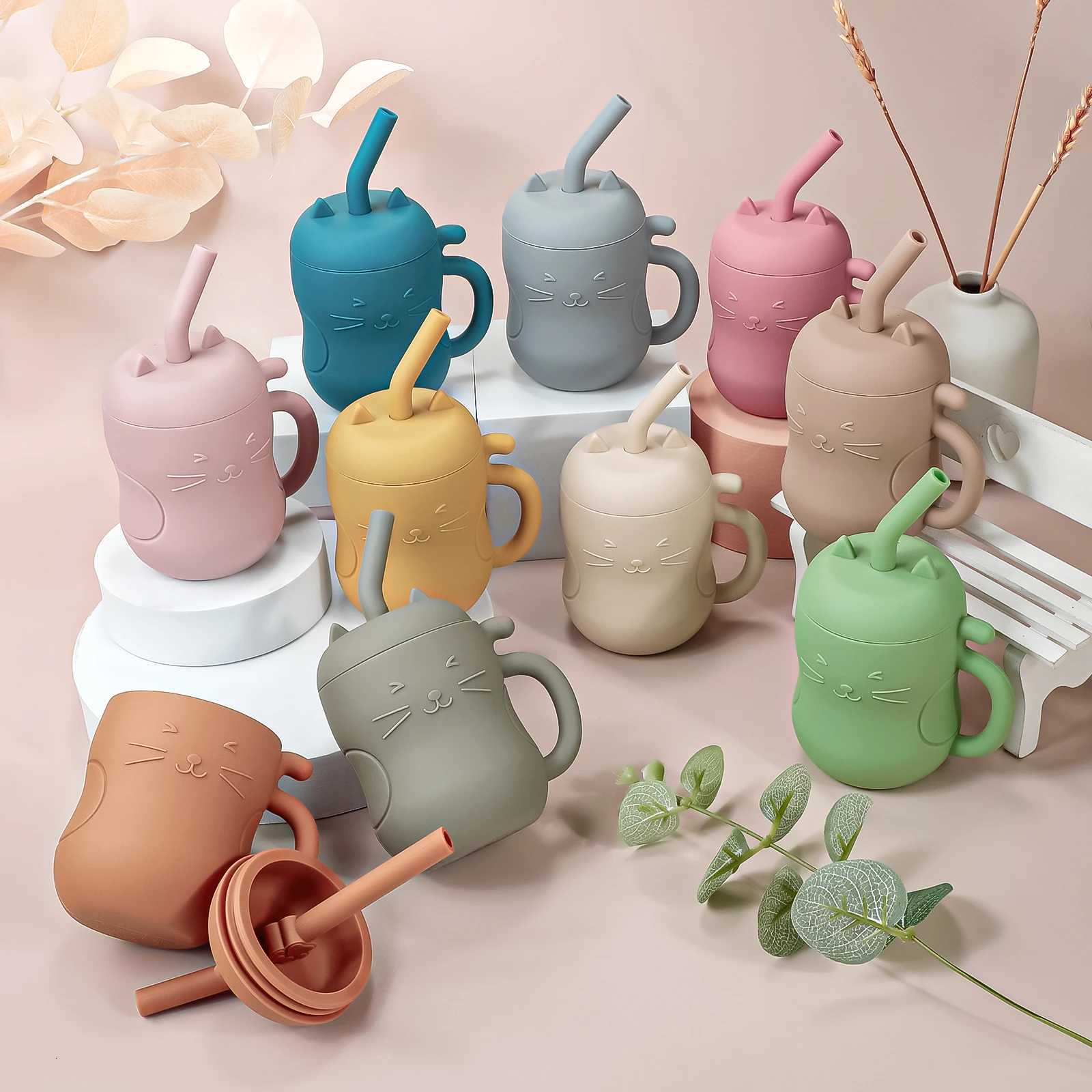 150ML Baby Learning Feeding Cup Kid Feeding Drinkware Straw Bottles Anti-Hot Leakproof Silicone Tableware Toddler Water Bottle X2508061