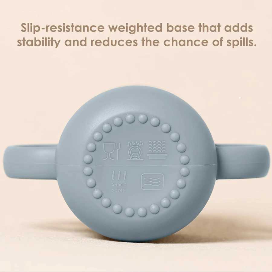 1PC Baby Silicone Cup With Double Handle Portable Water Bottle For Kids Feeding Learning Baby Items Leakproof Baby Cups X250806