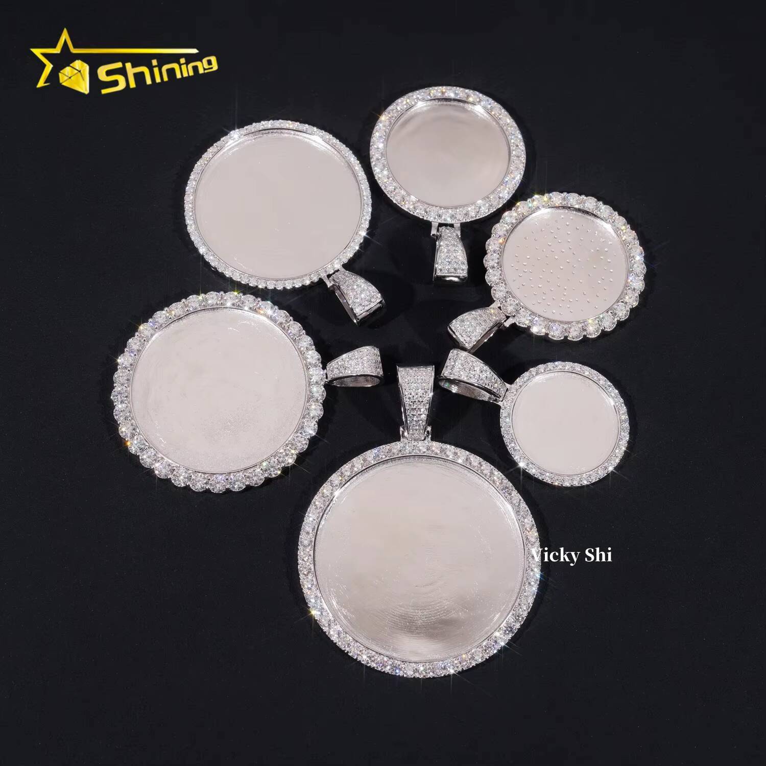Hip Hop Jewelry Men Women Memory Pendant 925 Sterling Silver 39mm 46mm 49mm 55mm VVS Iced Out Moissanite Photo Pendant