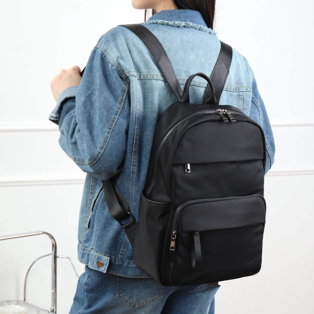 5638XL01 Classic Waterproof Fabric Backpack High-capacity Paired With Cowhide Leather Neutral Style Lightweight and Simple Business Travel Computer Ba