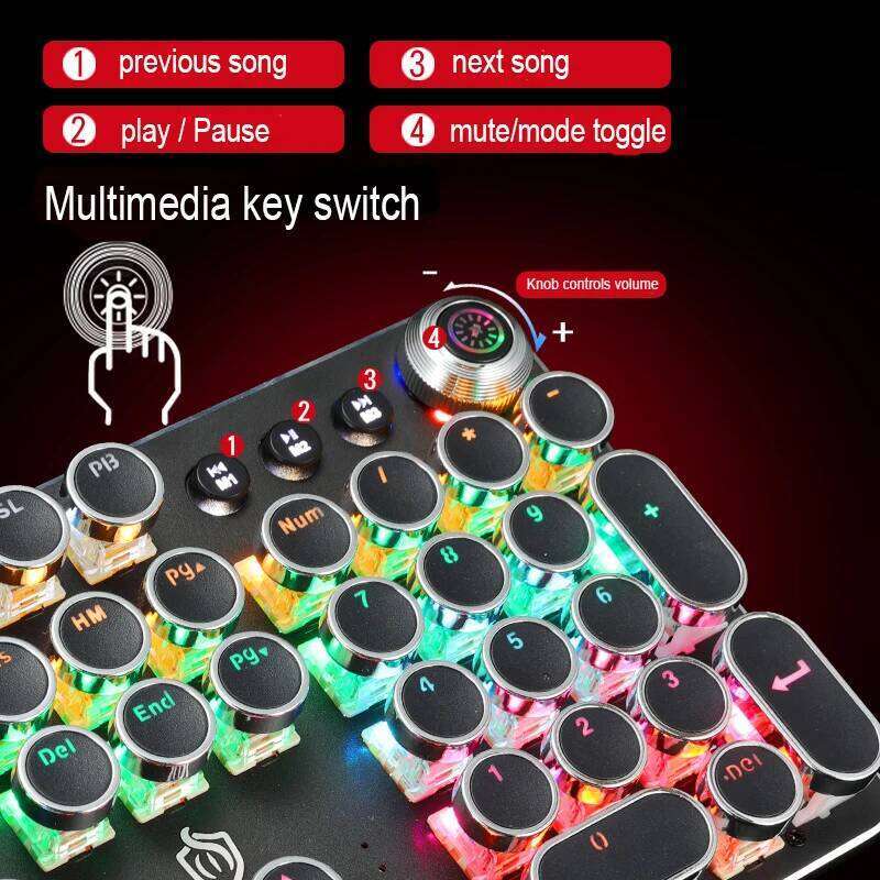 Designer Famous Brand Retro Punk Gaming Wired Mechanical Keyboard Backlit Keyboard Computer E Sports Peripherals For Desktop