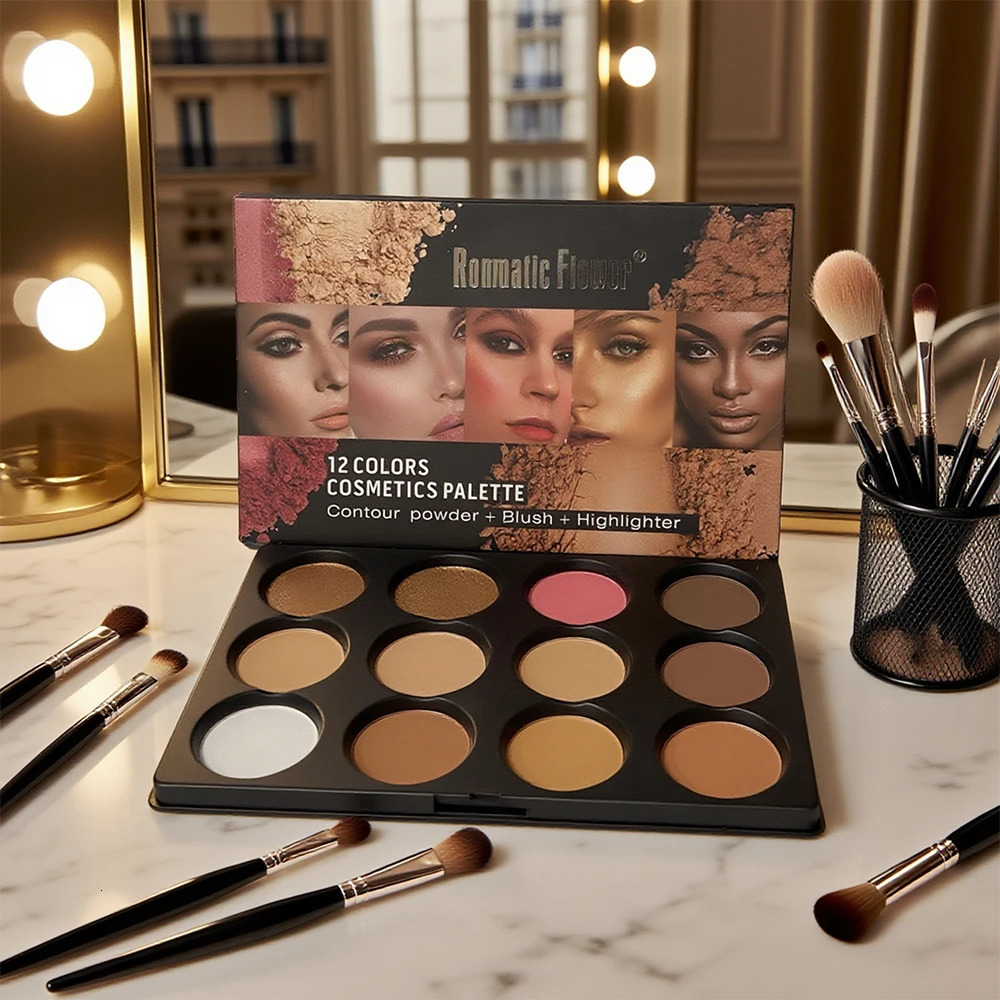 12 Colors Cosmetics Palette Contour Powder Blush Highlighter Set Waterproof Long-Lasting Makeup Kit for Professional Home Use 250730