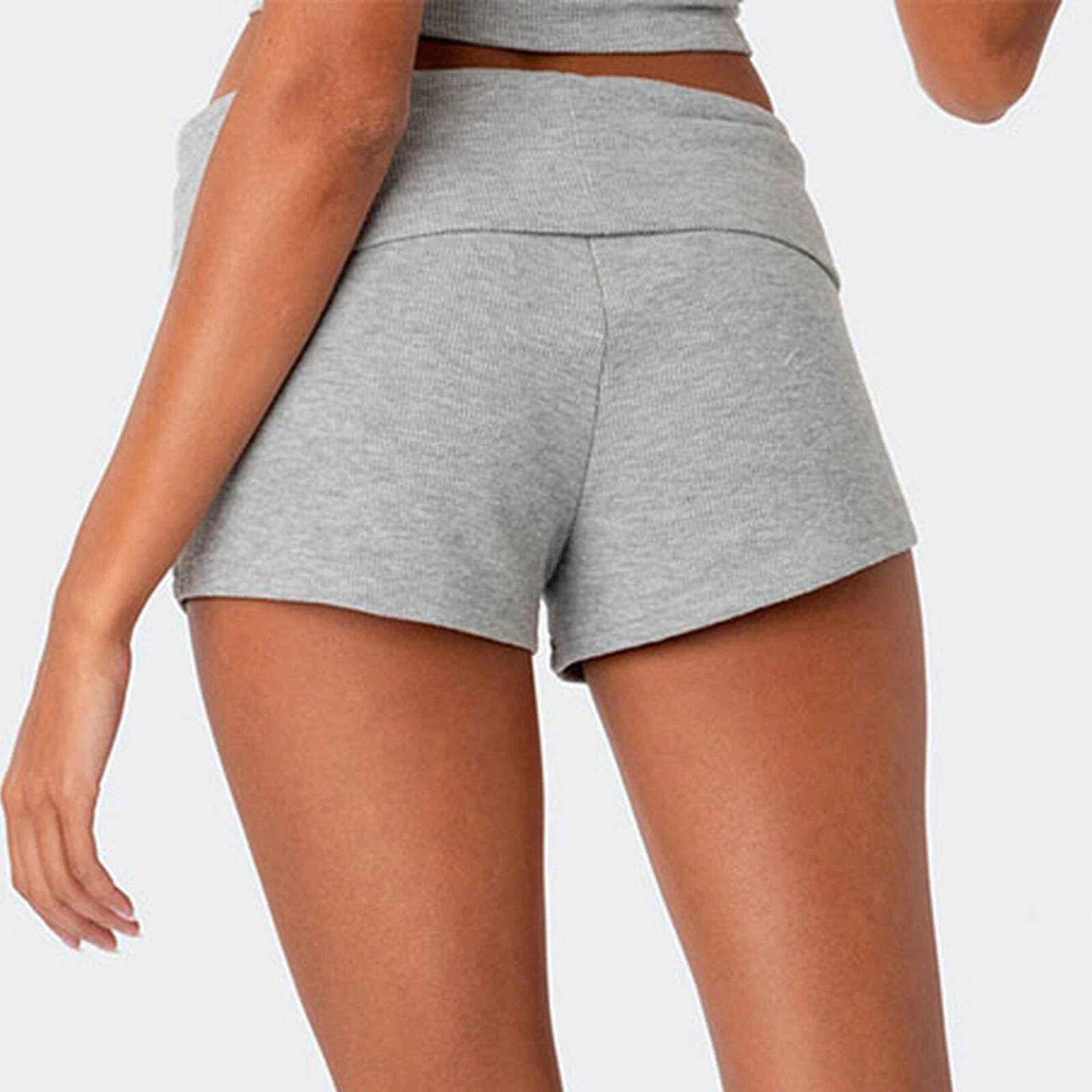 Women Ruched Pama Bottoms Solid Color/Stripe Elastic Low Waist Slim Comfy Sleep Summer Casual Shorts Outfits