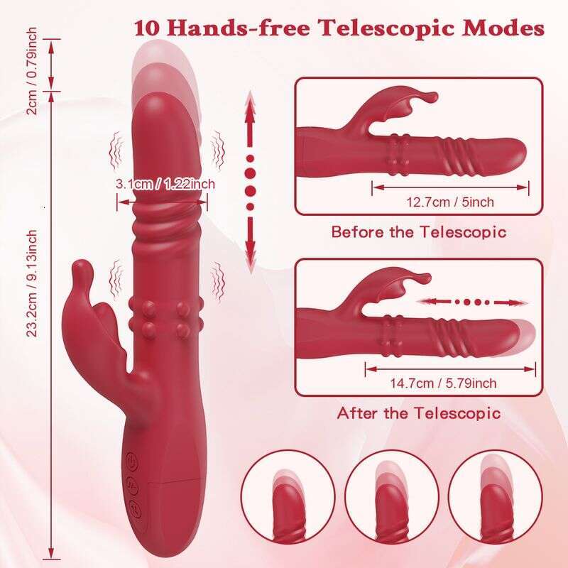 Rabbit Vibrator Women's Powerful G-Spot Telescopic Rotating Clitoral Stimulator Female Masturbator Adult Sexy