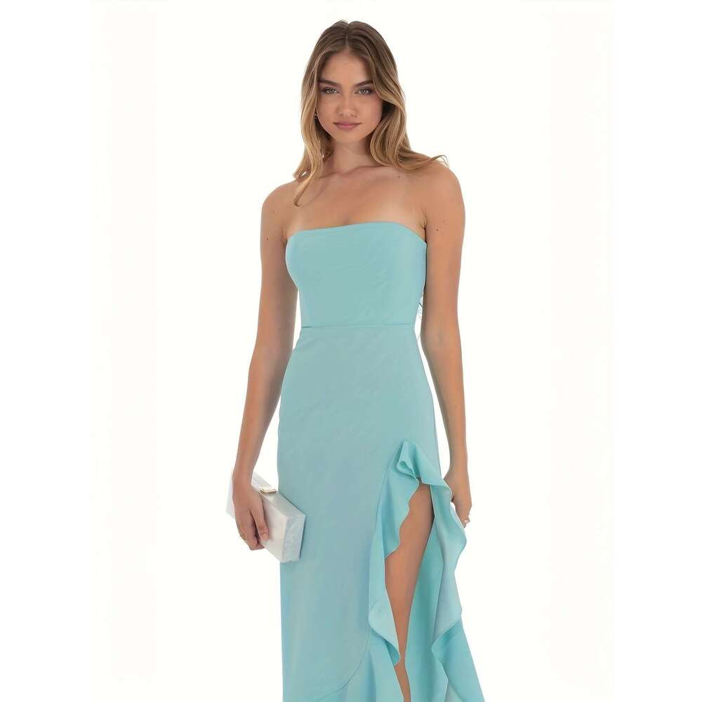 Women's Elegant Strapless One-Shoulder Mermaid-like fishtail party dress - Evening Gown, hine Washable Formal Events & Everyday Outfits, Spring S