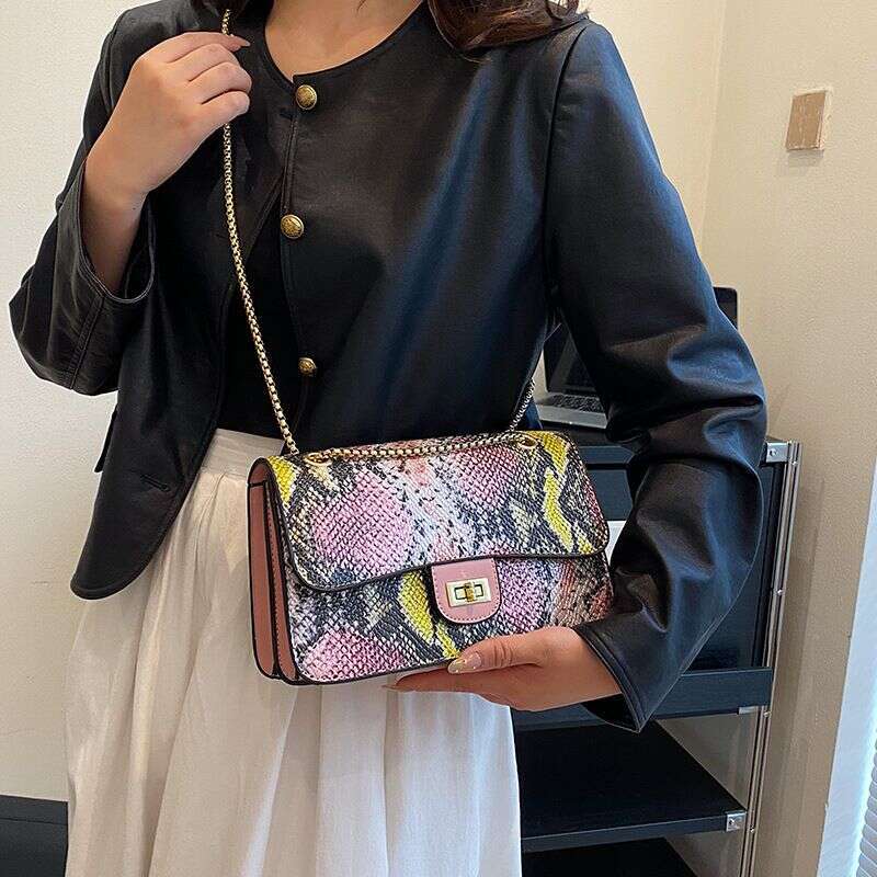 Bags crocodile patterned chain small square 2024 new high-quality single shoulder women's bag