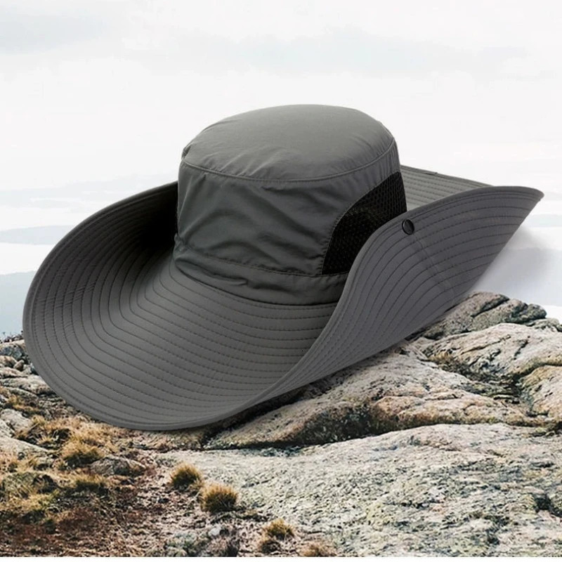 15cm Large Cap Polyester Sun Hat UV Protection Breathable Mesh Cap Foldable Fisher Hat Outdoor Fishing Hiking Beach Caps 250805