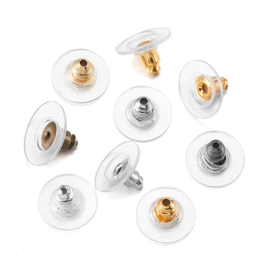 100Pcs Rubber Earring Backs Post Nuts Silicon Steel Earnuts Stud Back for DIY Jewelry Making Accessories 250804
