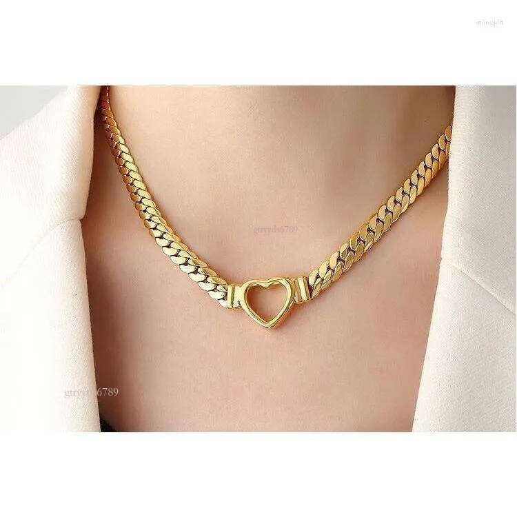Pendant Necklaces Personalized Heart Necklace Women Girl Gift Fashion Titanium Steel Colorless Collar Chain 2025 Gold Plated Cuban