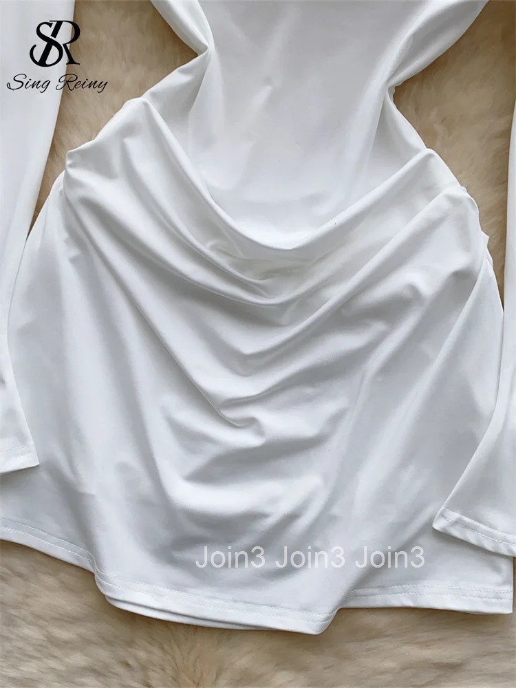 American Senior Sexy Dress Deep V Neck Long Sleeves Backless Chic Fashion Female Hotsweet Short Bodycon Dress