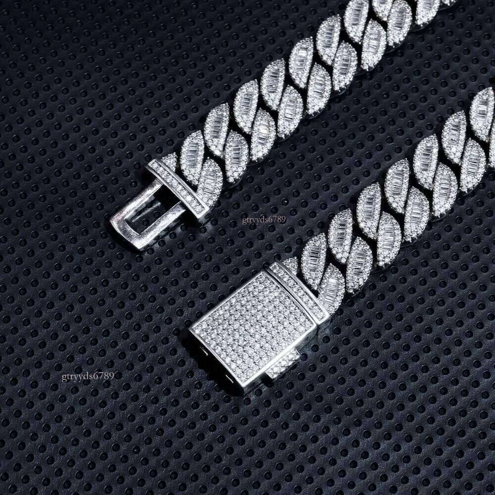 Hip-hop jewelry bracelets and necklaces16mm Moissanite Hip Hop Fine Jewelry Cuban Link Chains Men Iced Out Necklace Gold Plated Pass Dia Tester