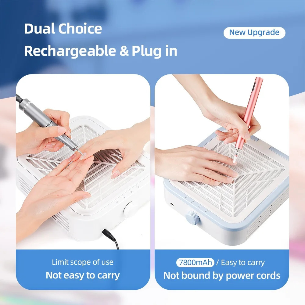 Wireless 120W Super Suction Nail Dust Collector Brushless Nail Dust ctor Nail Art Manicure Fan Vacuum Cleaner With 2 Filter 250729