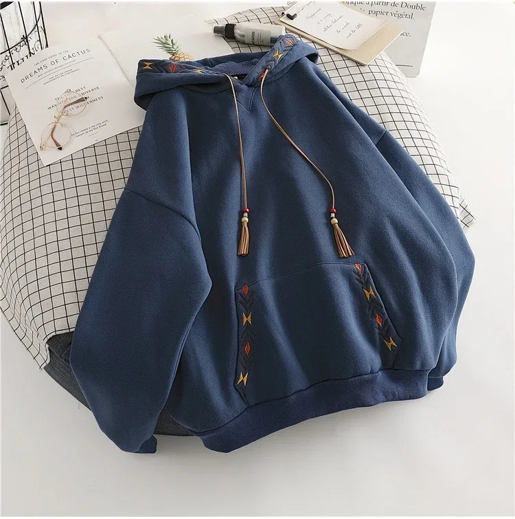 Winter Hooded Versatile Sweatshirt Loose Fit Korean Style Top Layered Clothing Comfortable Warm Thick Womens Hoodie 250806