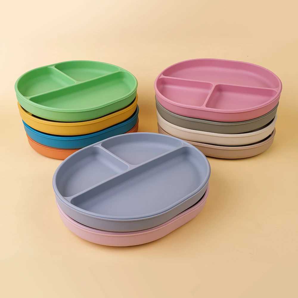 1PCS Baby Sucker Silicone Dining Plate BPA Free Children Dishes Suction Toddle Training Tableware Kids Feeding Bowls Baby Supplies X2508061