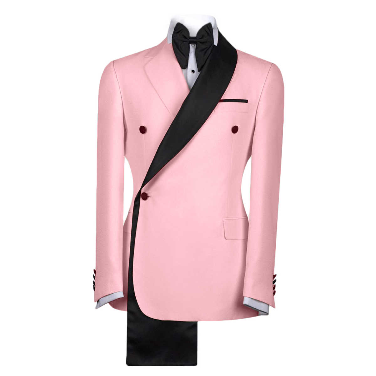 Men's Suit Groom Tuxedo Black Long Shawl Lapel Jacket Wedding Suits Customized Jacket Pants Groomsman Strap 2 Pieces Suit