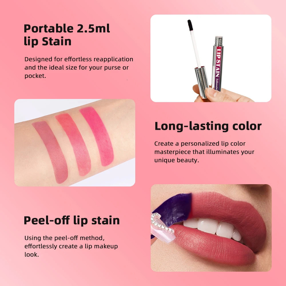 Peel Off Lip Stain Reveal Long Lasting Waterproof Pink Lip Tint Transfer Proof Non-stick Cup Natural Lip Stain Womens Cosmetics 250805
