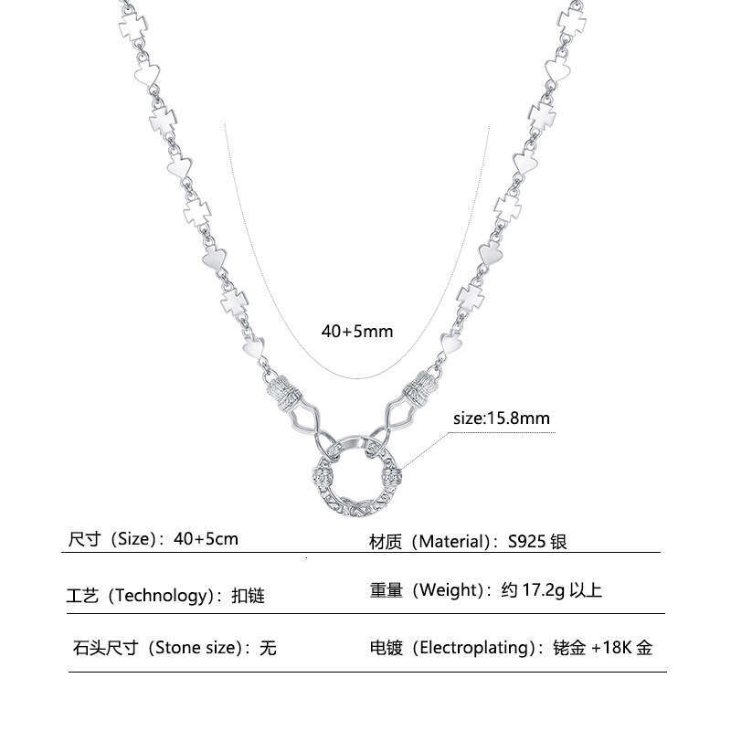 Iced Out VVS Personality Design Pendant Round Ring Collarbone Chain Elegant Simple Trendy Lock Necklace Gift for Women