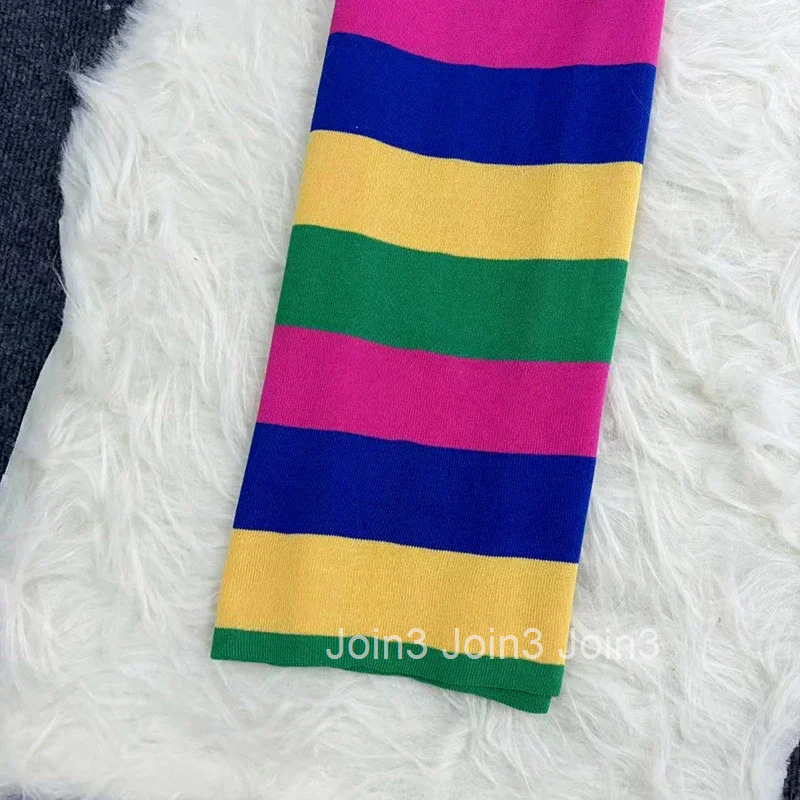 New Summer Raibow Womens Knitted Strapless Dresses Knitwear Sheath Elegant Bodycon Wrap Red Sexy Dress Female