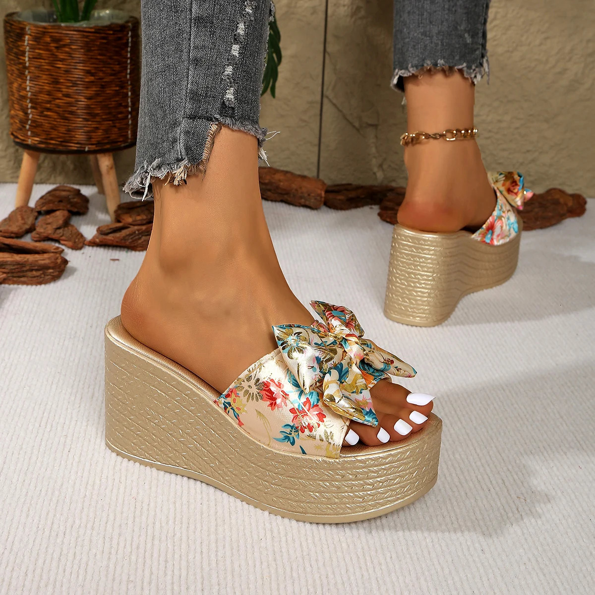 Women slippers Summer Beach Platform Shoes Women Casual Wedges Sandals Fashion High Heels Slippers Slides Women Zapatos De Mujer 250731