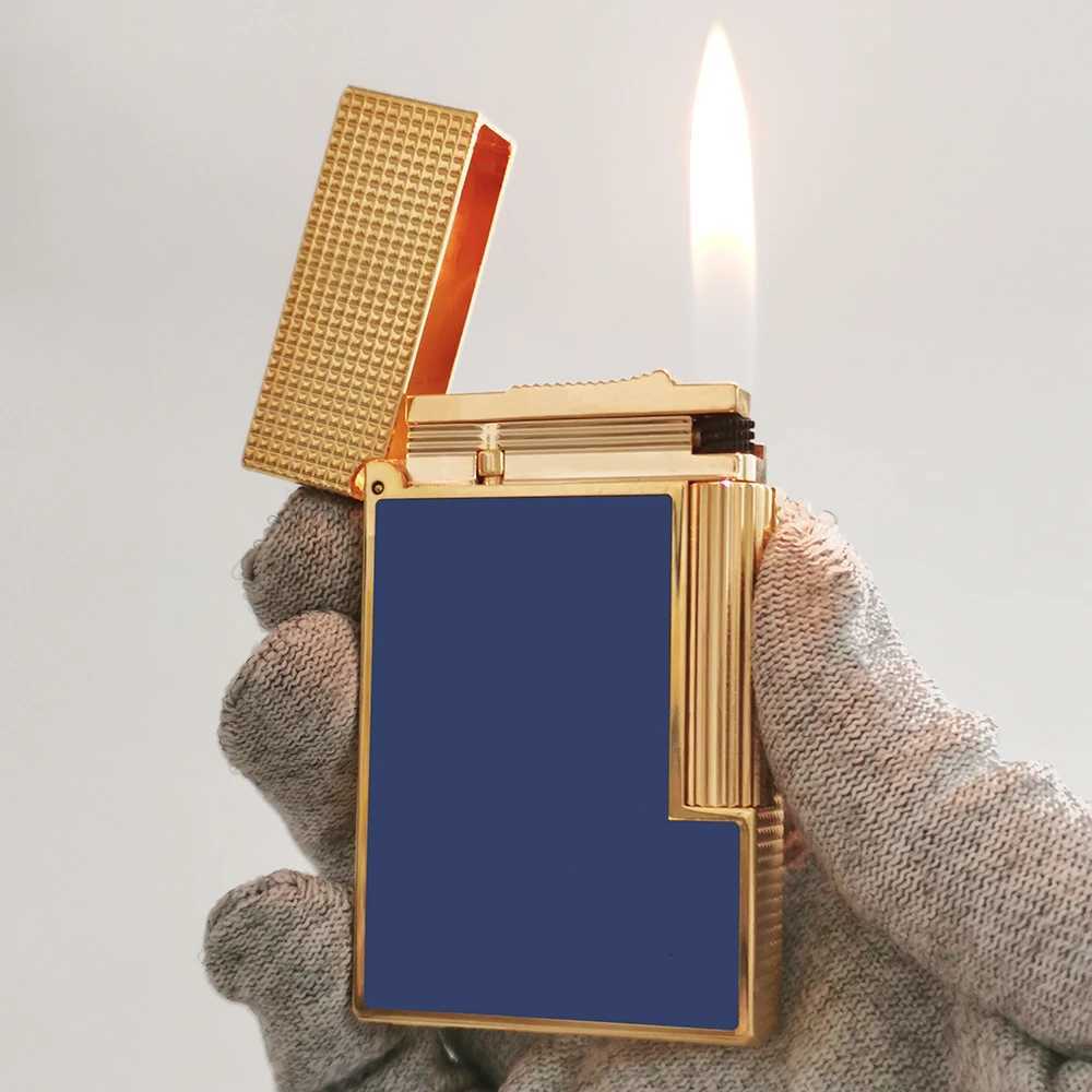 2025 New L2 Gas Lighters Brass Lacquer Luxury Tobacco Smoking Cigarette Tools Men Gifts Collections Dropshipping G250910