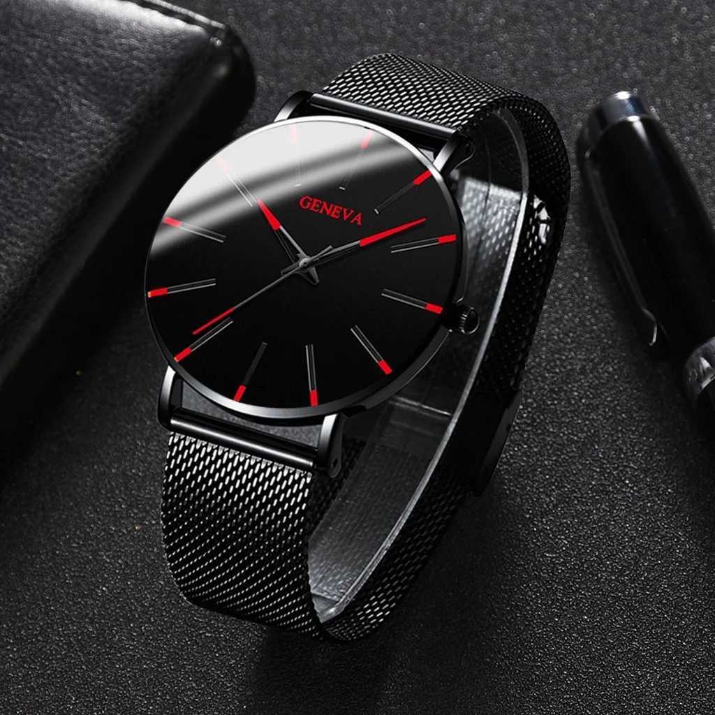 Fashion Ultra-thin Men Busin es Steel Mesh Band Males Quartz Watch W250806