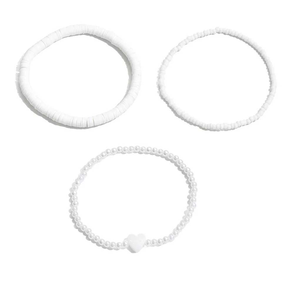 Simulated Pearl Rice Beads Heart Anklets For Women Silver Color Foot Chains Ankle Beach Jewelry Summer Accessories Y250805