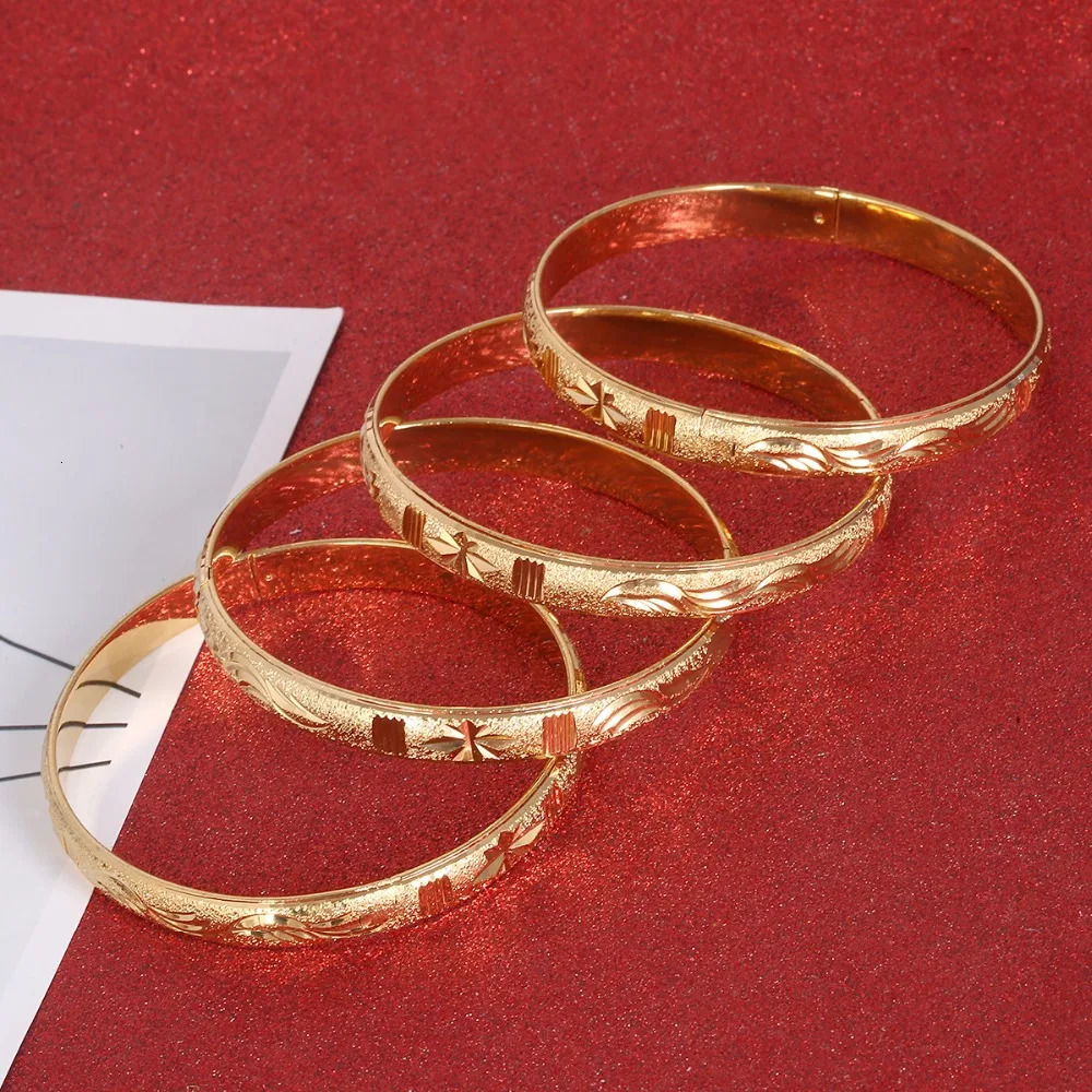 4pcs Ethiopian Jewelry Gold Color Bangles Dubai Gold Bangles for African Bangles Bracelets for Women Gifts 250805