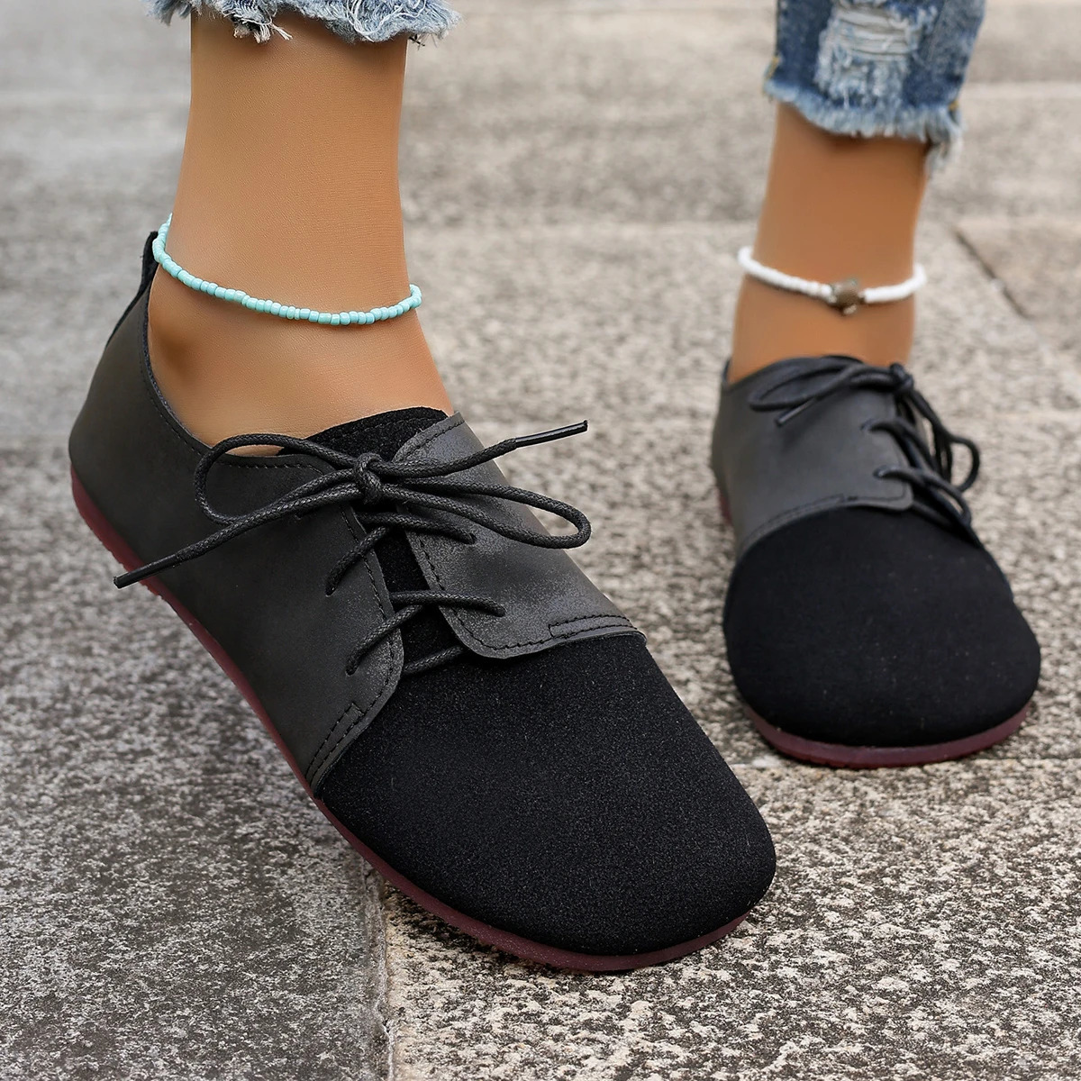 Woman Flats Shoes Loafers Fashion Casual Sports Sneakers Trend Womens Fashion Dress Shoes Lace Up Femme Zapatos 250731