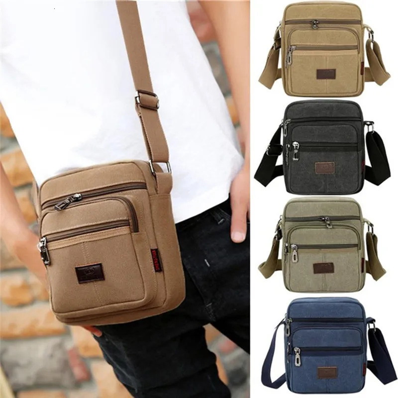 Multifunctional mens Shoulder Bag Flap Solid Color Casual Messenger Canvas Fashion Zipper Retro Travel mens Shoulder Bag 250731
