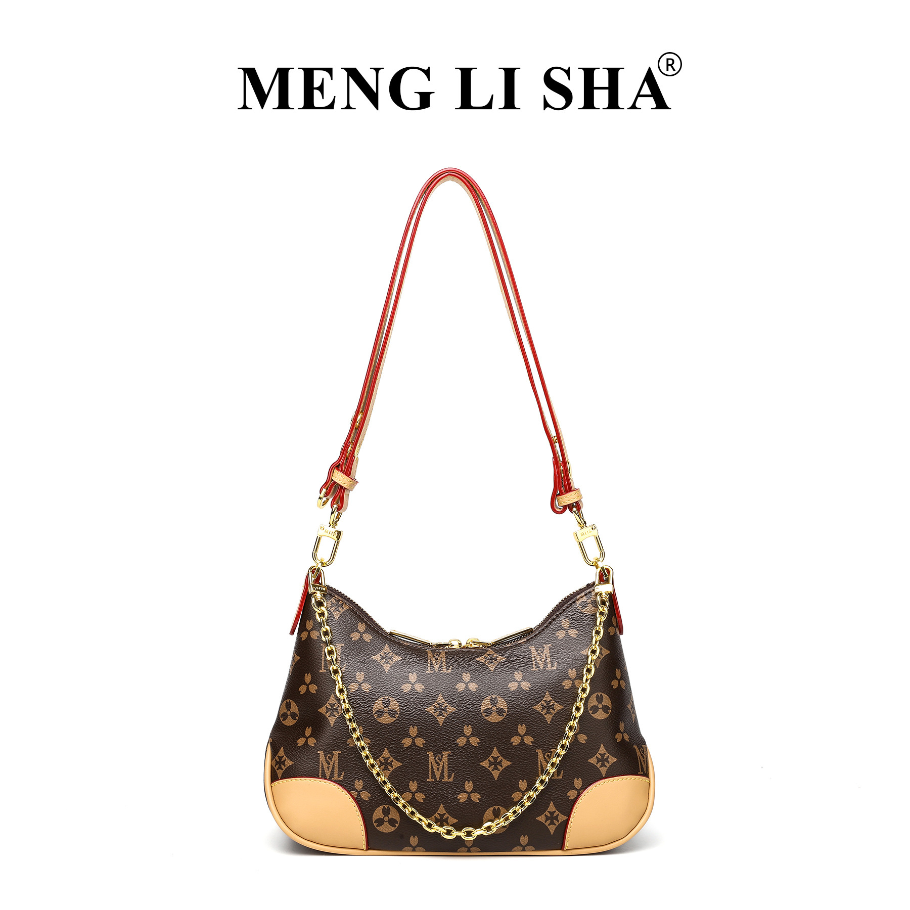 MENG LI SHA Women's 2025 New European and American Retro Denim Single - shoulder Underarm Ox - horn Bag Versatile Commuting - friendly Large - ca
