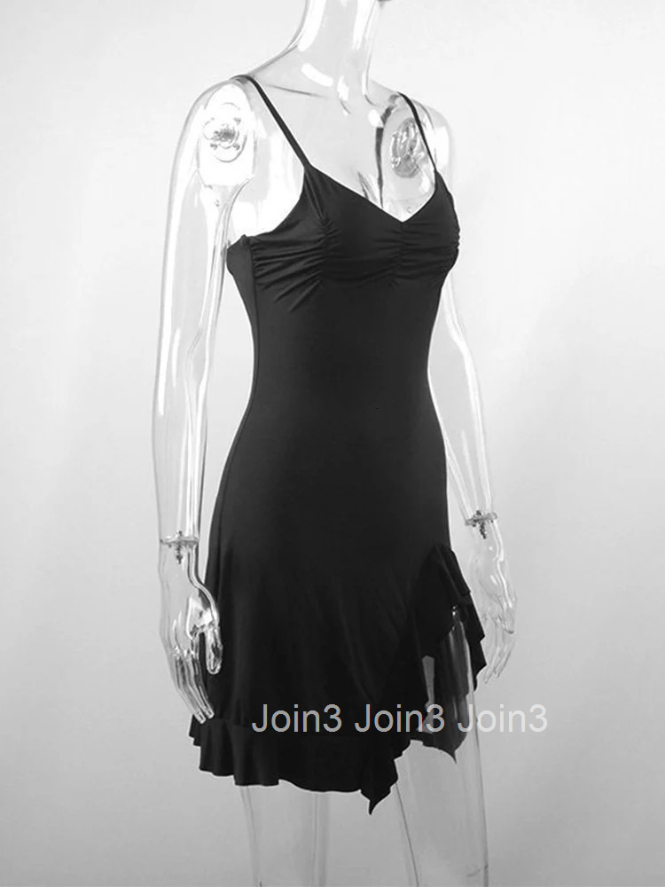 Summer Sexy Womens Sleeveless Mini Dress Backless Strap Black Bodycon Split A-Line Elegant Streetwear Party Wear