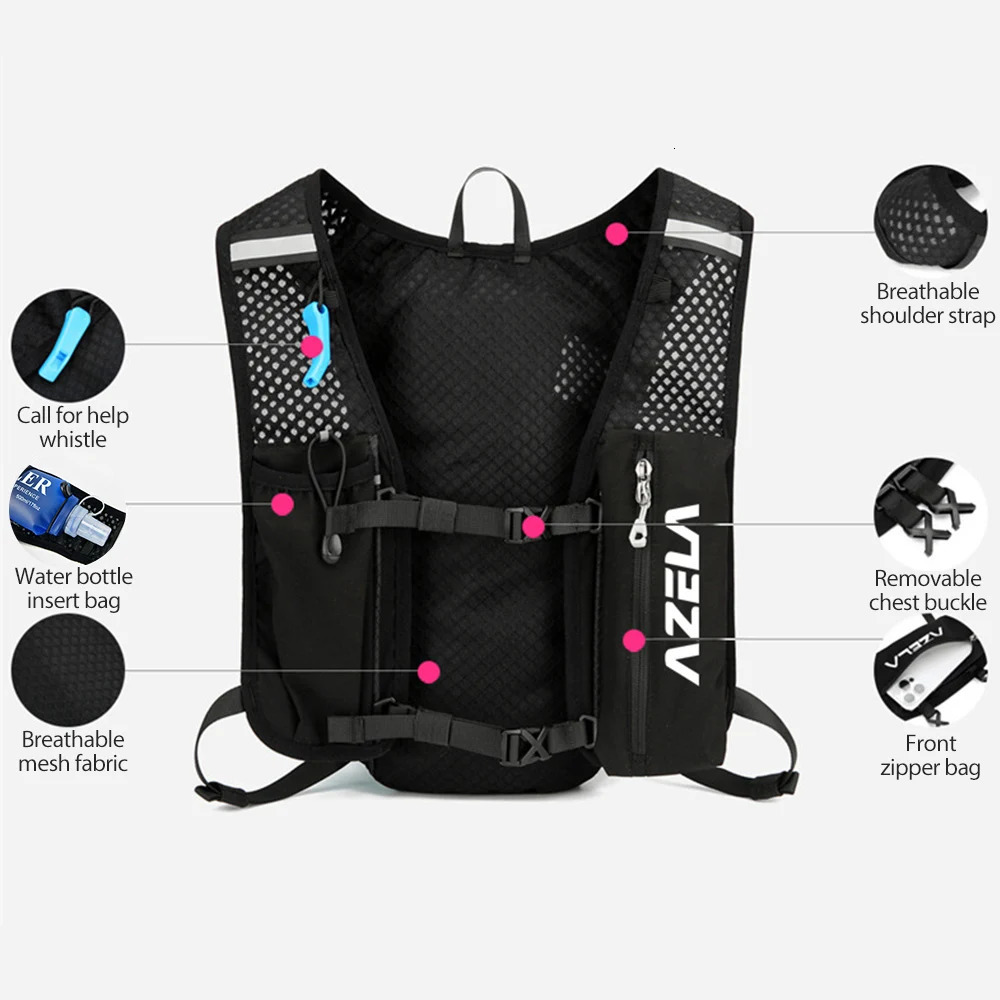 5L Breathable Hydration Vest Trail Running Backpacks Lightweight Cycling Run Jogging Marathon Backpack Riding Bike Climbing Bag 250806