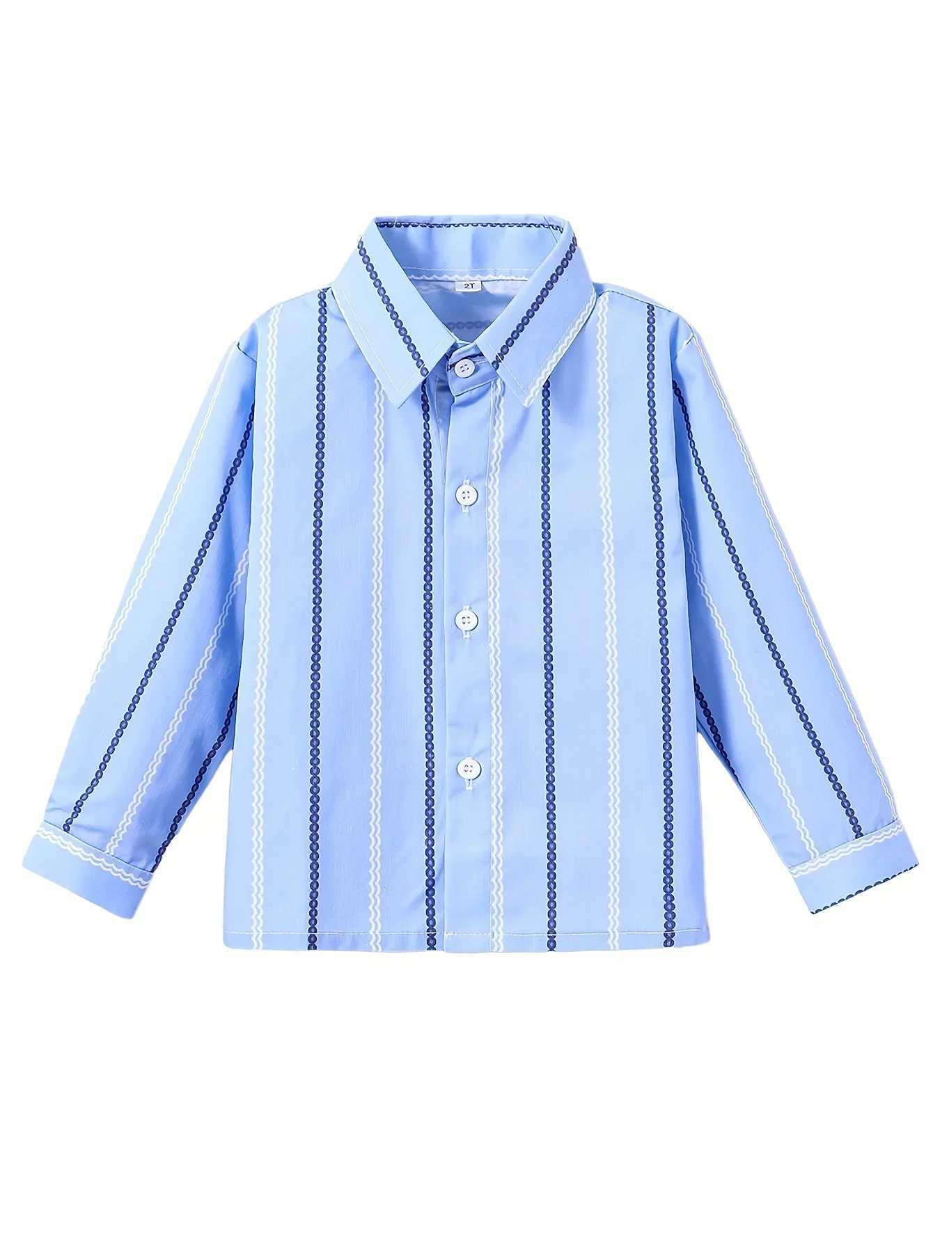 Boys Shirt Blue Striped Long Sleeved Shirt Childrens Casual Shirt School Uniform Party Wear Soft Comfortable Size sh-16Y X250806